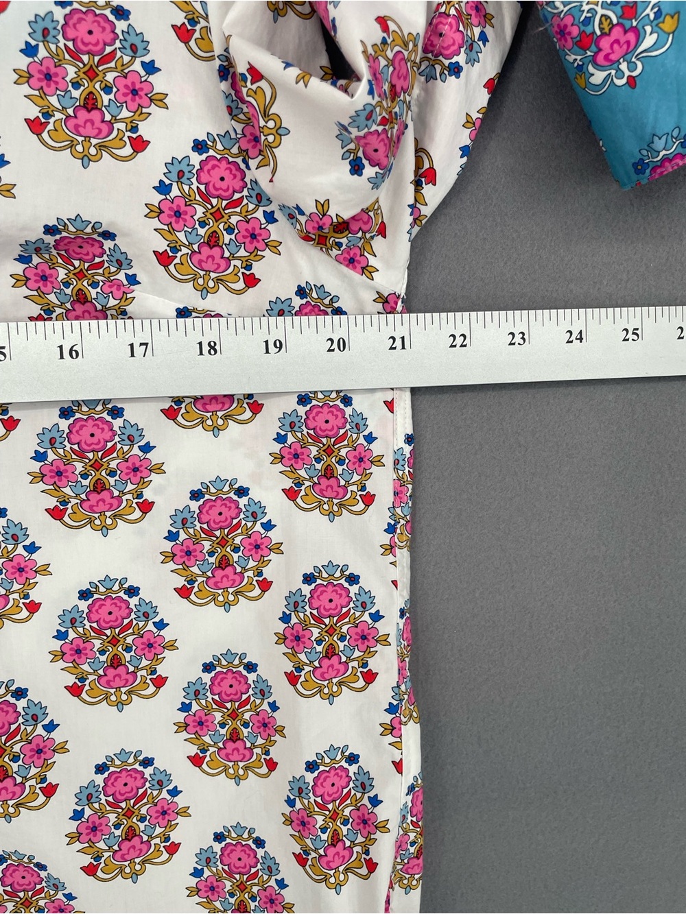 Boden Sienna Cotton Floral Button‑Down Shirt with Teal Trim Size 8P - Picture 7 of 8